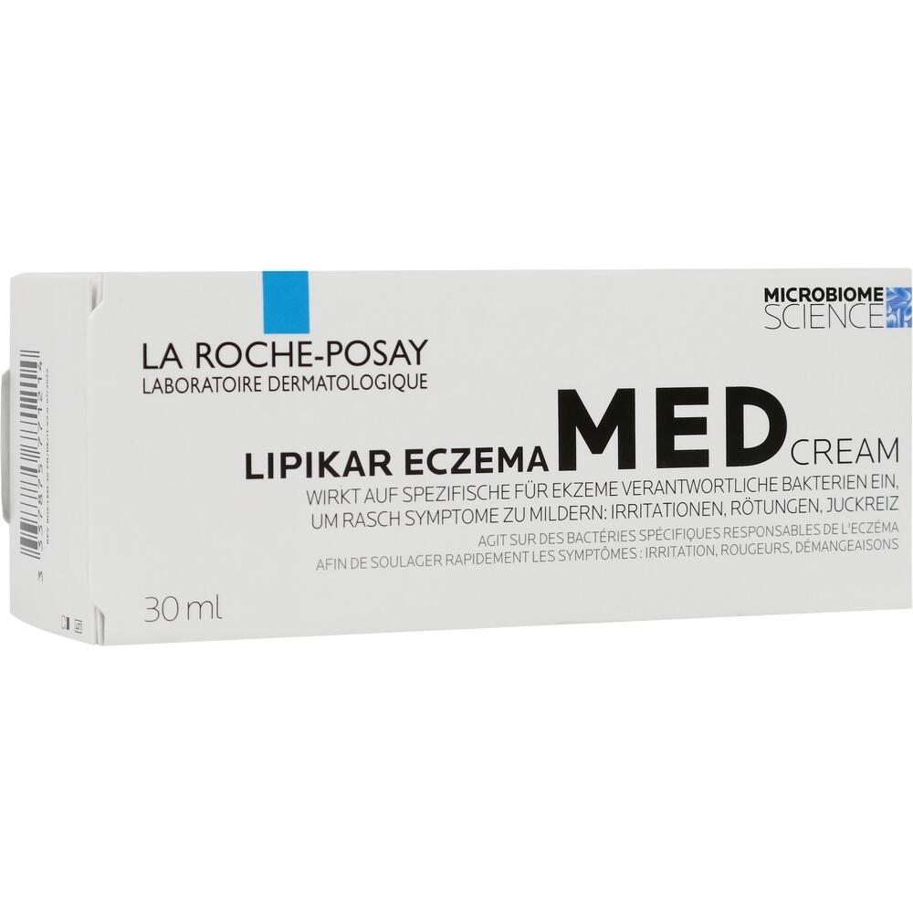 Weiße Verpackung einer Creme gegen Ekzeme von La Roche-Posay, Lipikar Eczema MED.