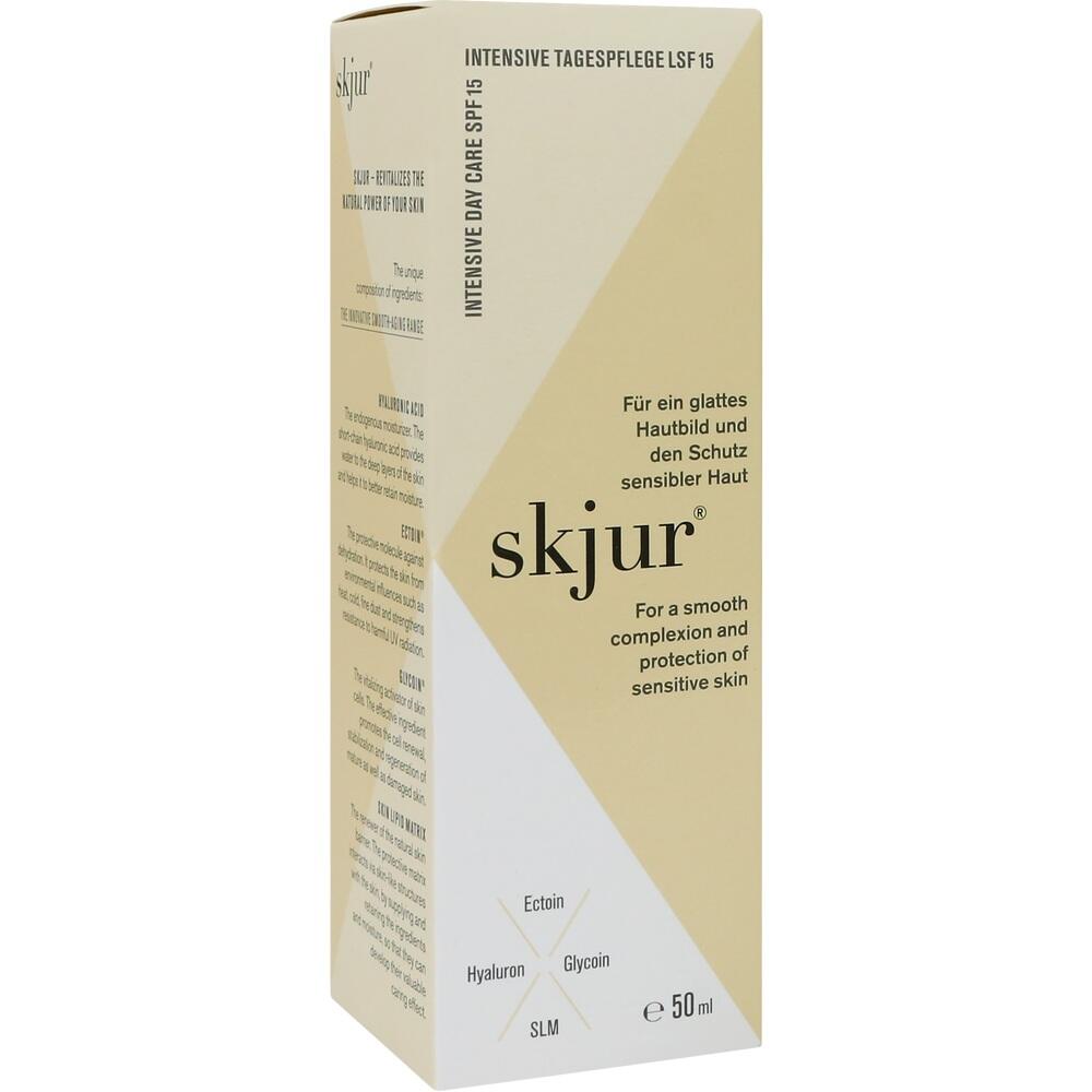 Beige Verpackung der Skjur Tagespflege LSF 15 für empfindliche Haut.