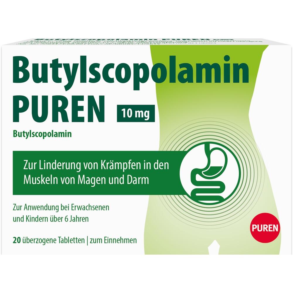 Verpackung von Medikament gegen Magen-Darm-Krämpfe für Erwachsene und Kinder ab 6 Jahren.