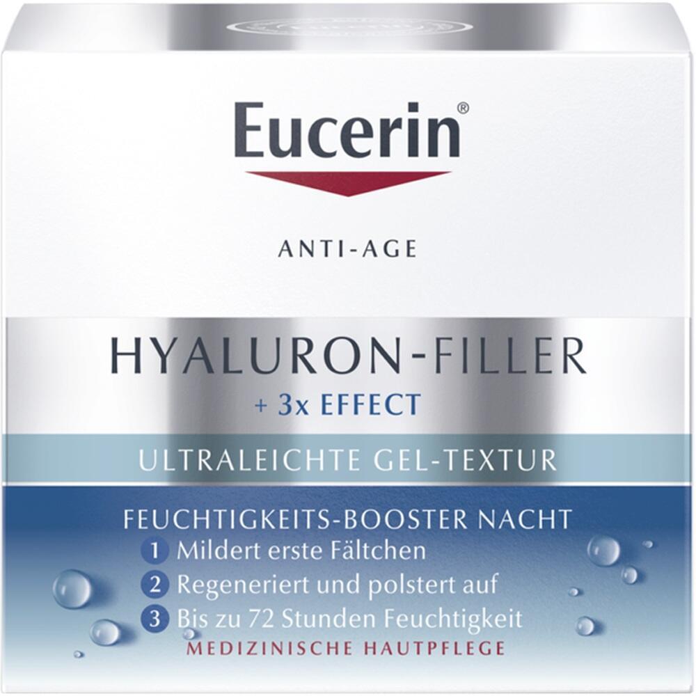 Eine Packung Eucerin Hyaluron-Filler Gel für Anti-Age Hautpflege.