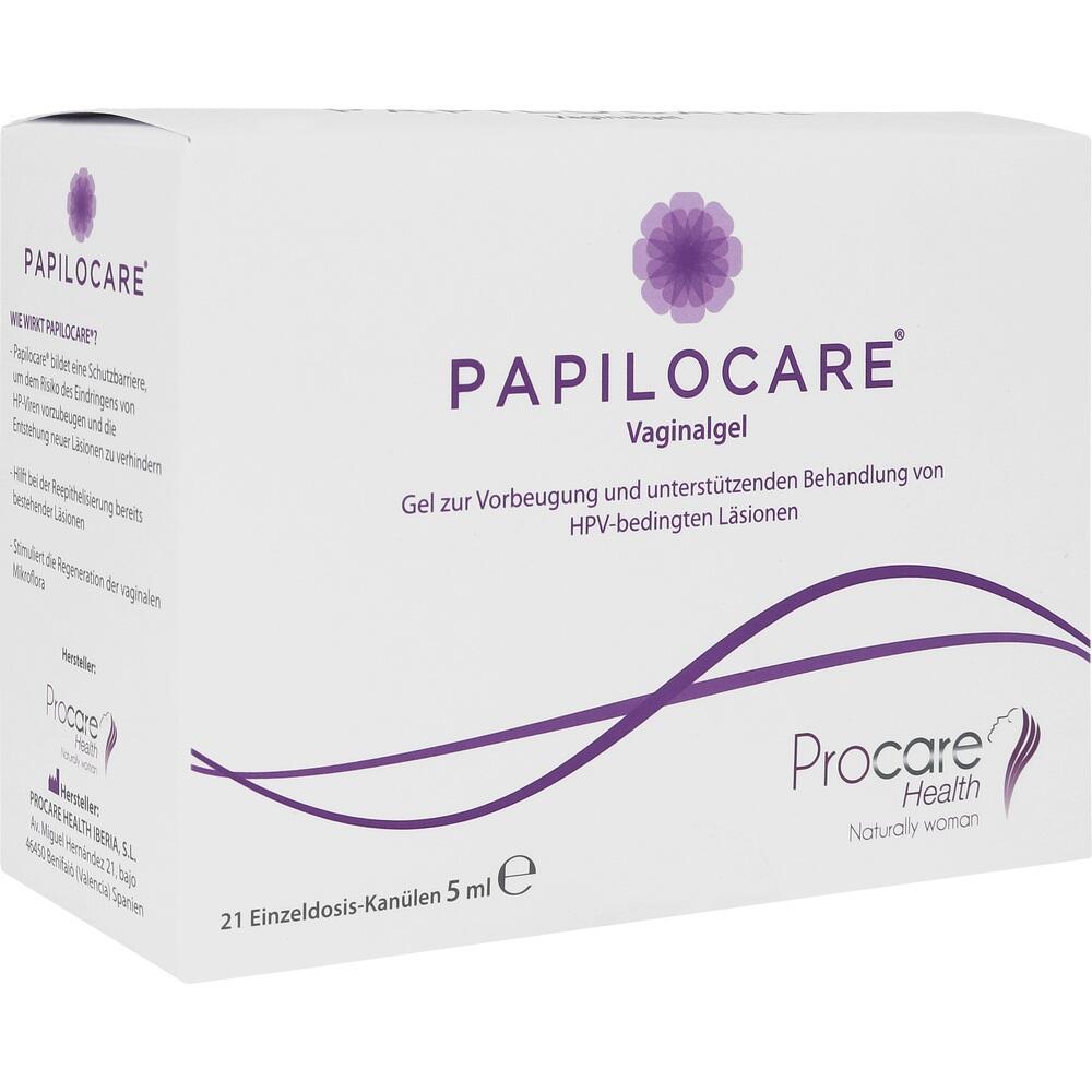 Eine weiße Schachtel mit der Aufschrift "Papilocare Vaginalgel".