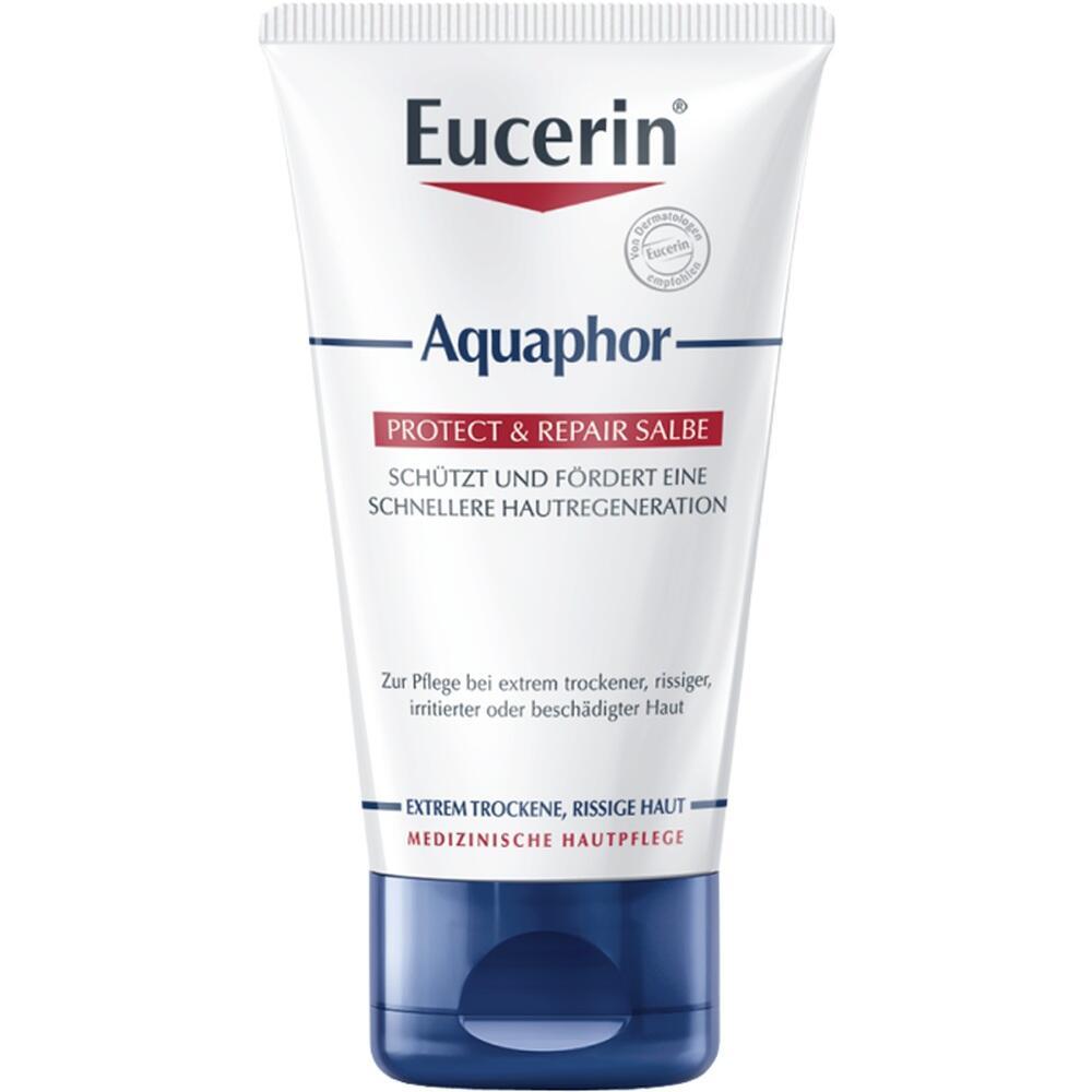 Eine Tube Eucerin Aquaphor Salbe für trockene Haut.