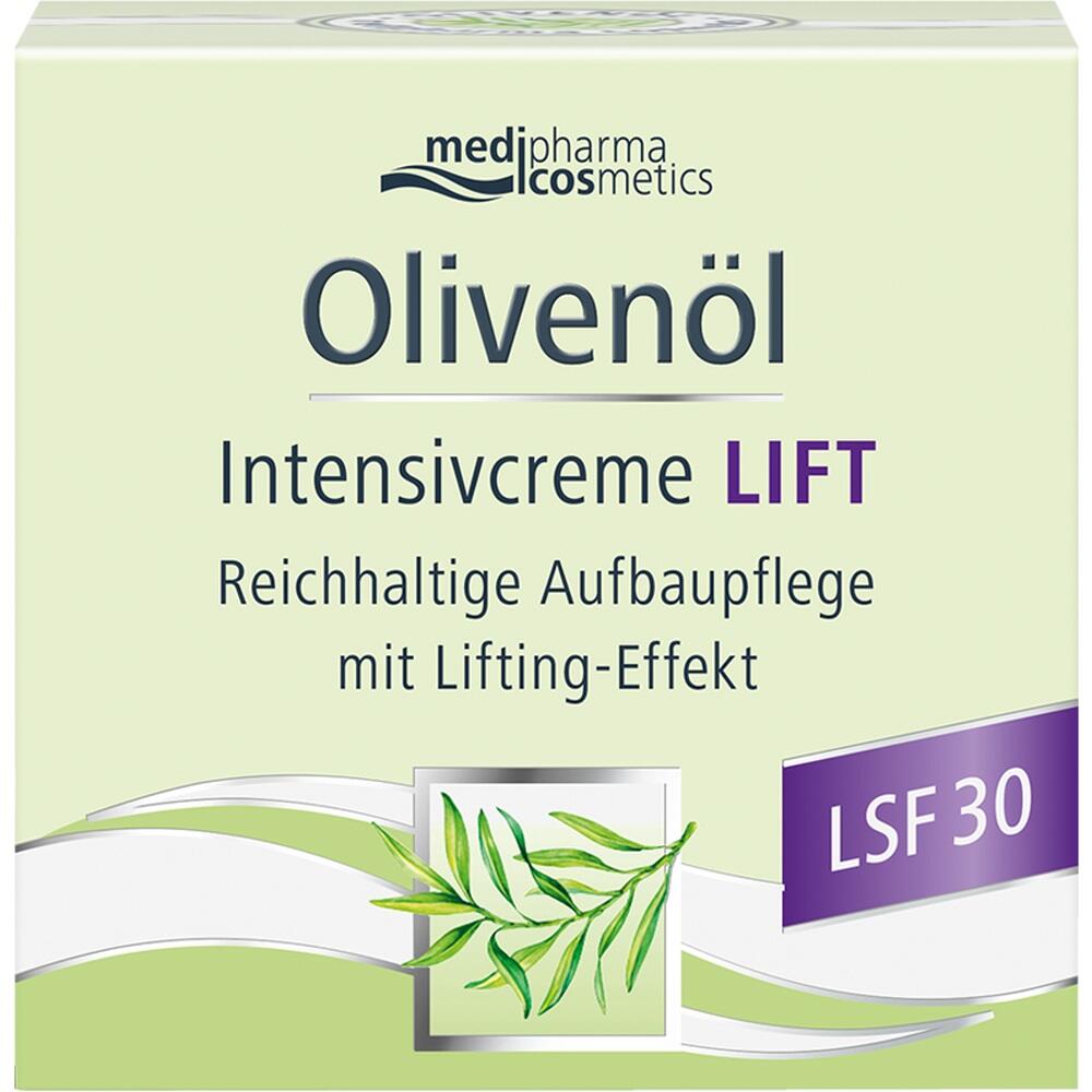 Cremeverpackung mit Olivenöl, Lifting-Effekt und Lichtschutzfaktor 30.