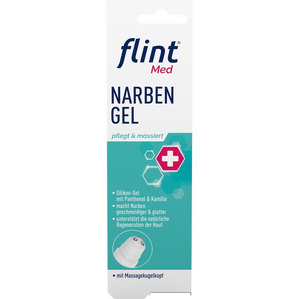 Verpackung von Narben-Gel mit Massagekopf und Pflegehinweisen.