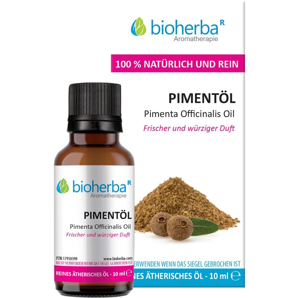 Flasche Pimentöl von bioherba mit frisch-würzigem Duft.