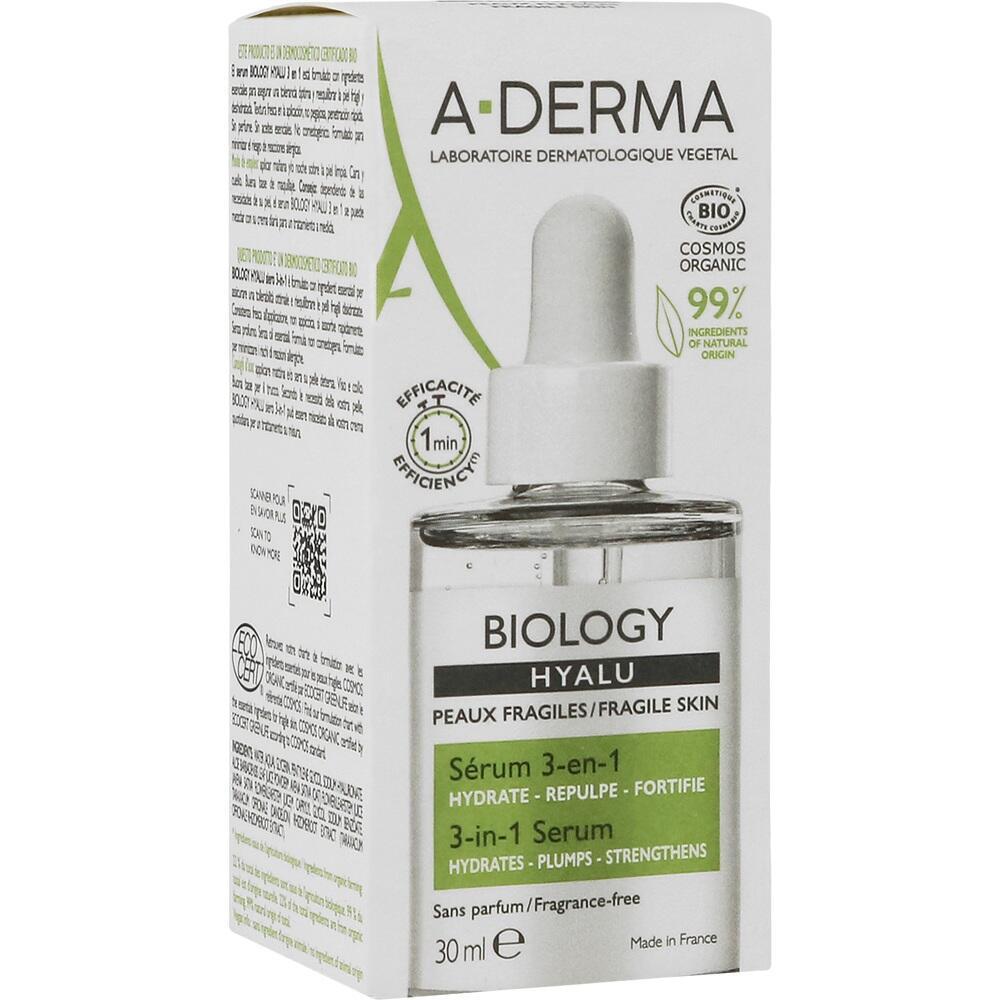 Eine kleine Schachtel von A-Derma mit einem Fl&auml;schchen Serum f&uuml;r empfindliche Haut.