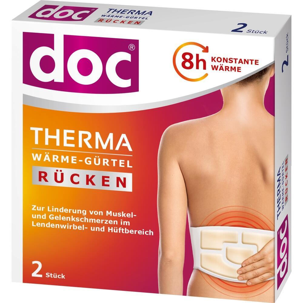 Verpackung eines Wärmegürtels für den Rücken mit Bild einer Person, die den Gürtel trägt.