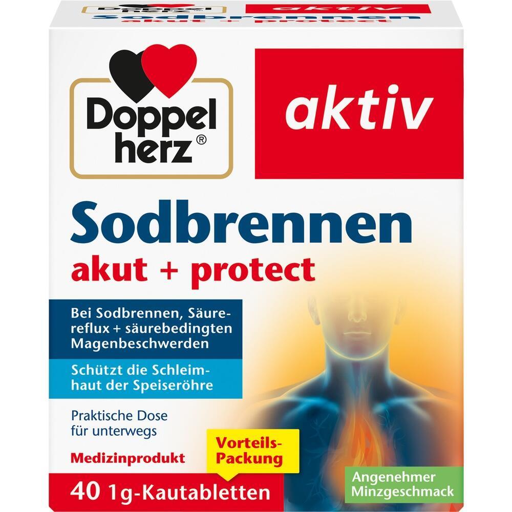 Verpackung von Kautabletten gegen Sodbrennen, mit Minzgeschmack und 40 Stück Inhalt.