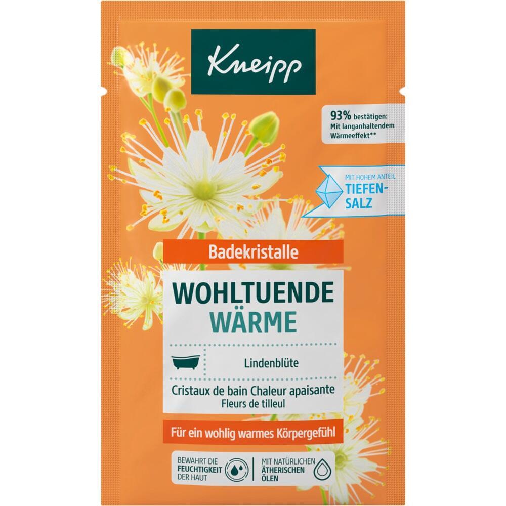 Orange Packung Kneipp Badekristalle mit Lindenblüten und wohltuender Wärme.