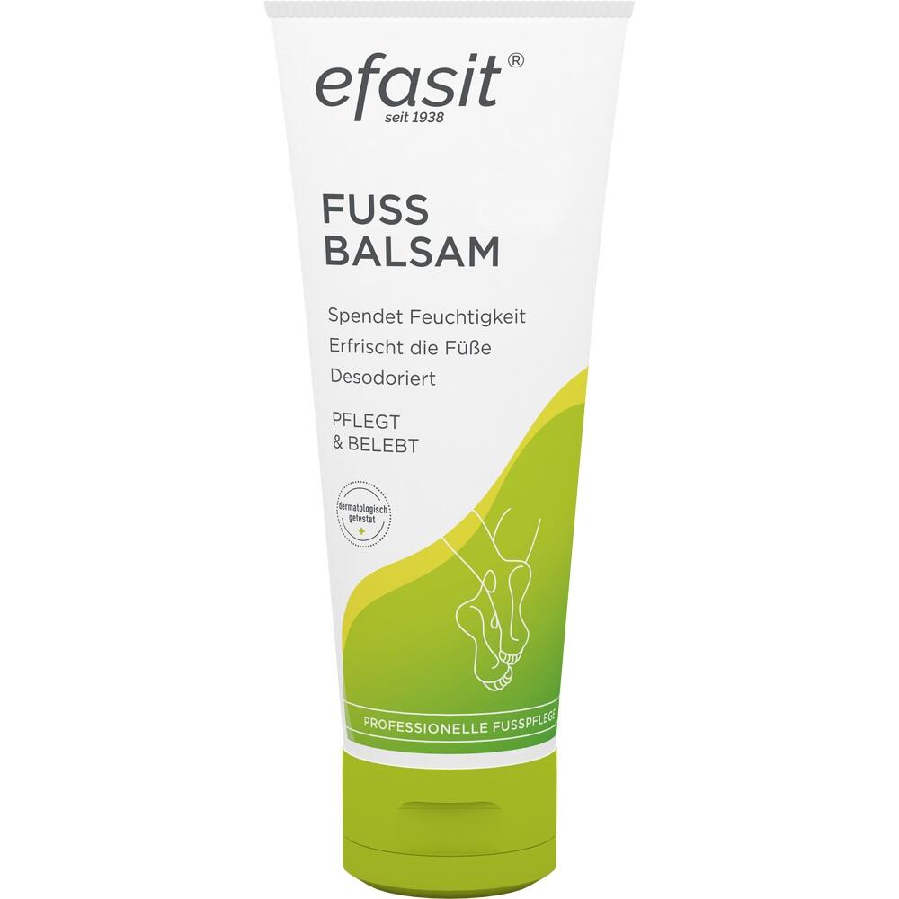 Weiße Tube Fußbalsam mit grünem Deckel und pflegenden Eigenschaften.