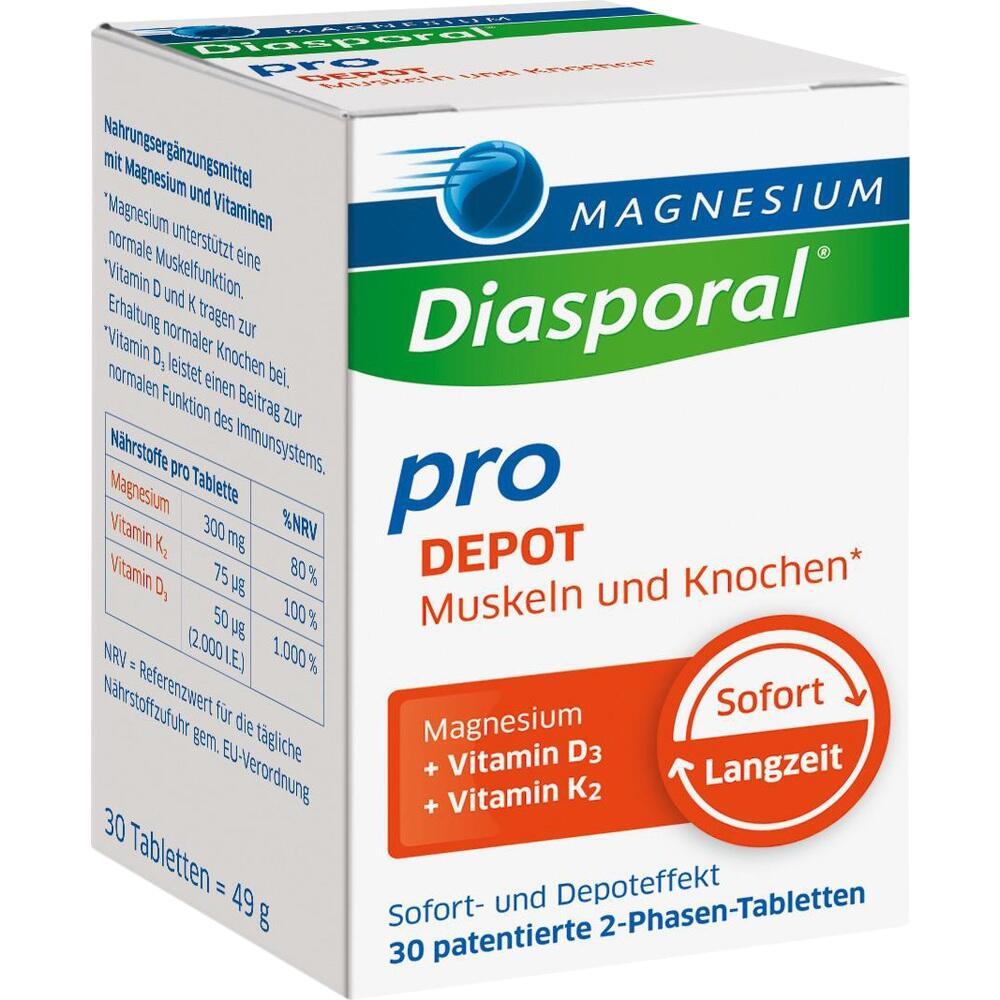 Magnesium-Präparat-Packung mit 30 Tabletten für Muskeln und Knochen.