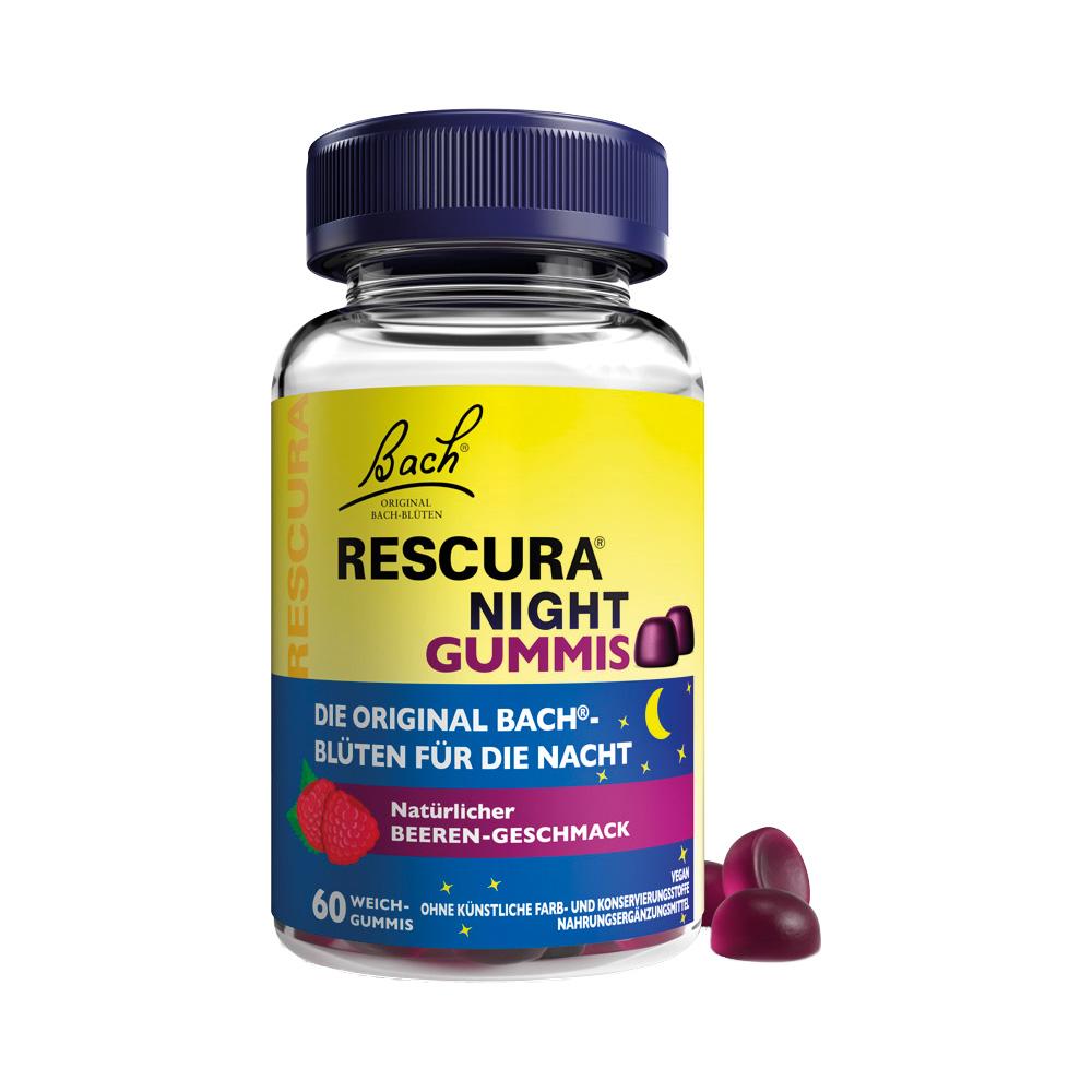 Ein Glas mit lila Gummis, beworben als Nacht-Beeren-Geschmack.