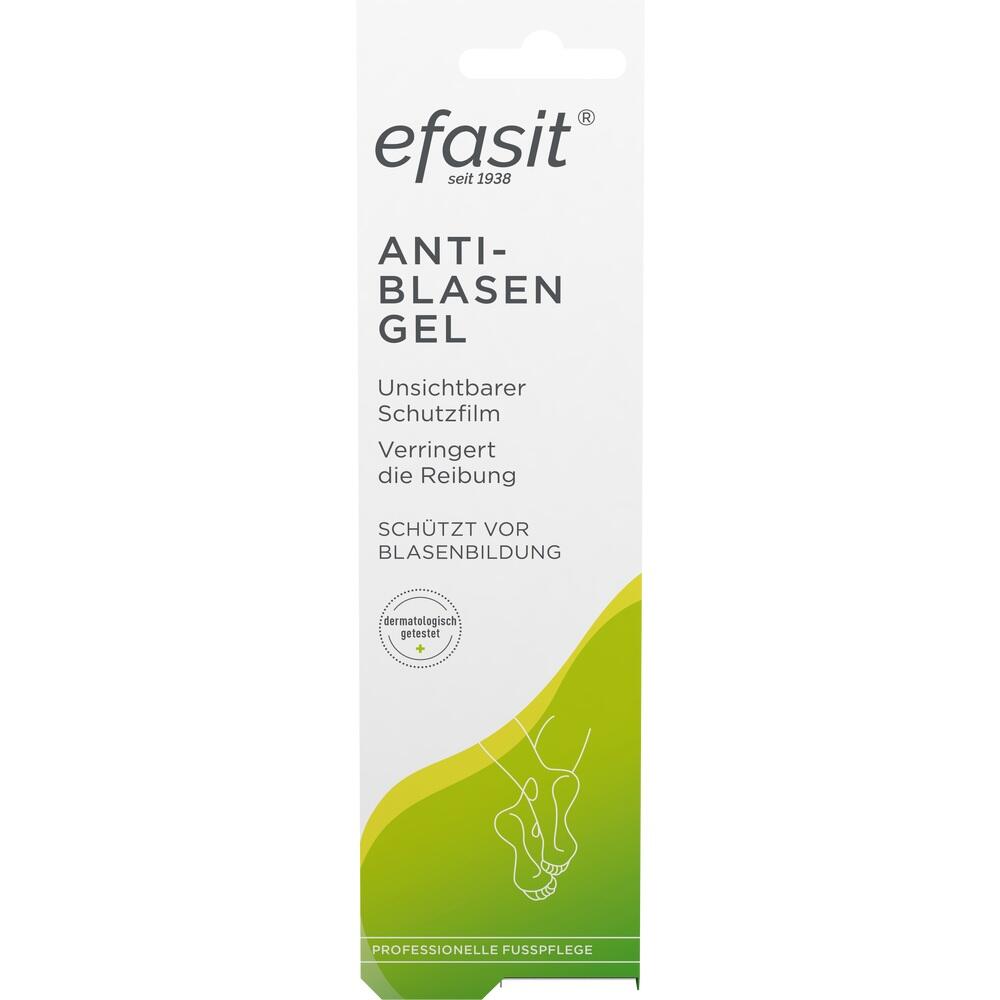 Die Verpackung zeigt ein Anti-Blasen-Gel für Füße, das vor Blasen schützt.