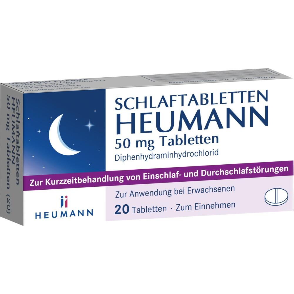 Schlaftablettenpackung mit blauem Design und Halbmondsymbol.