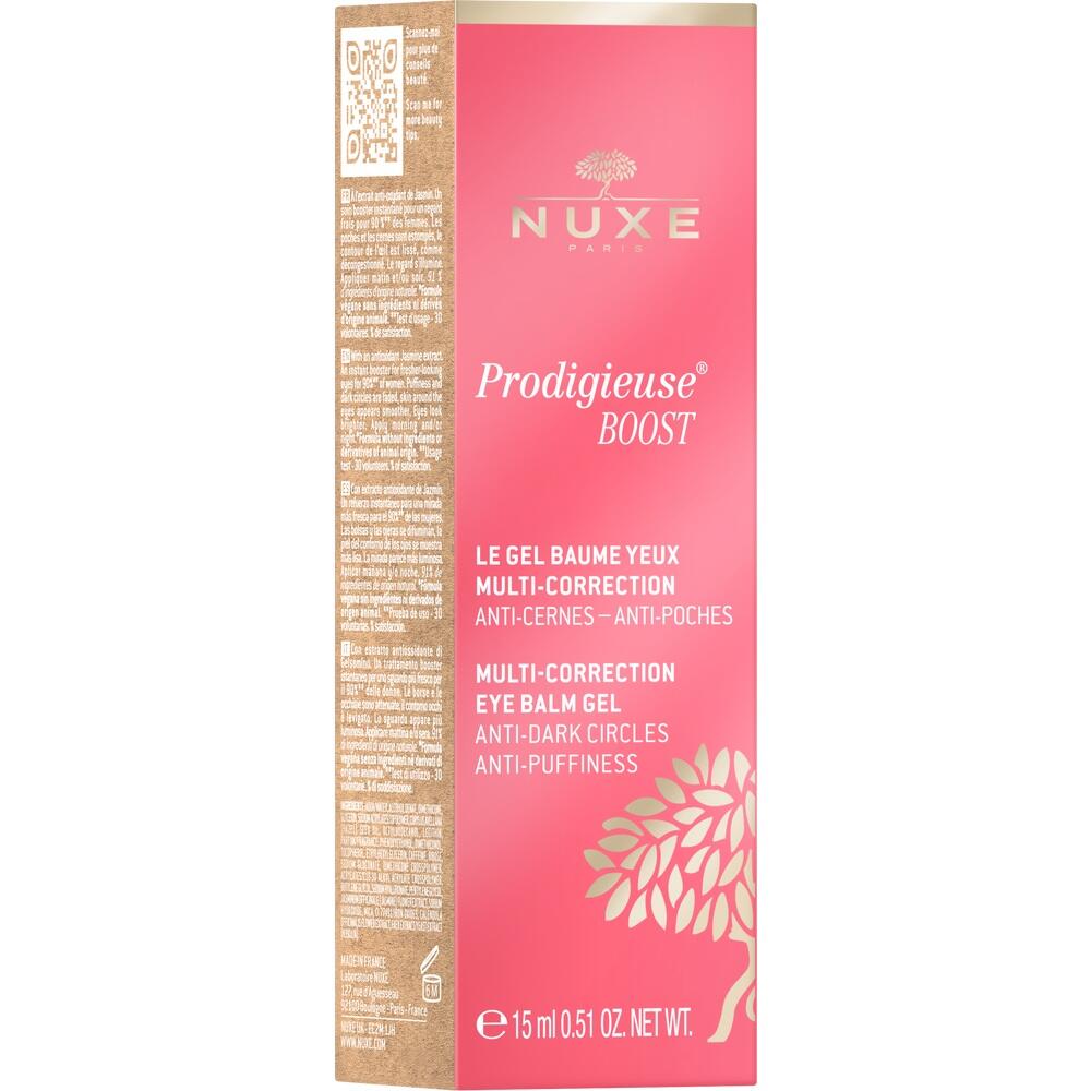 Rosa Verpackung von NUXE Augengel gegen Augenringe und Schwellungen.