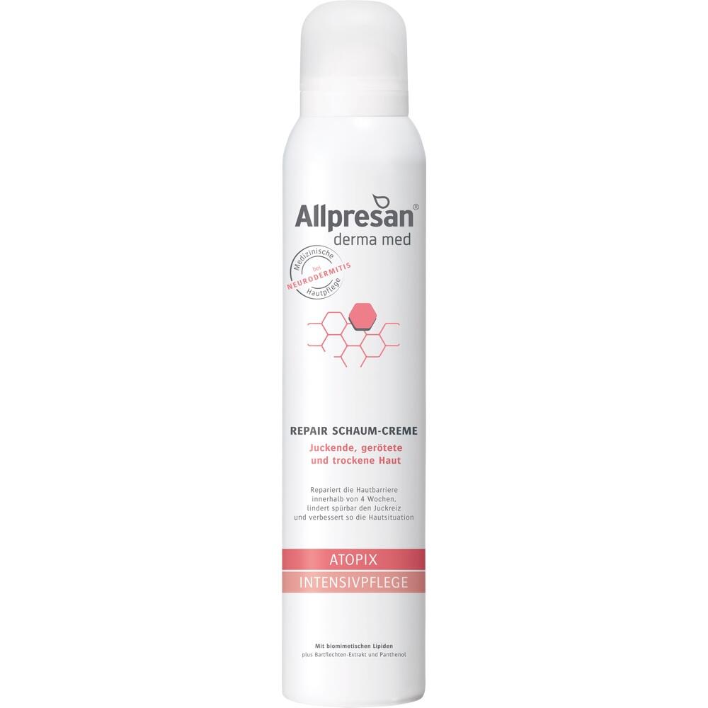 Eine weiße Dose mit Reparatur-Schaumcreme für trockene Haut.