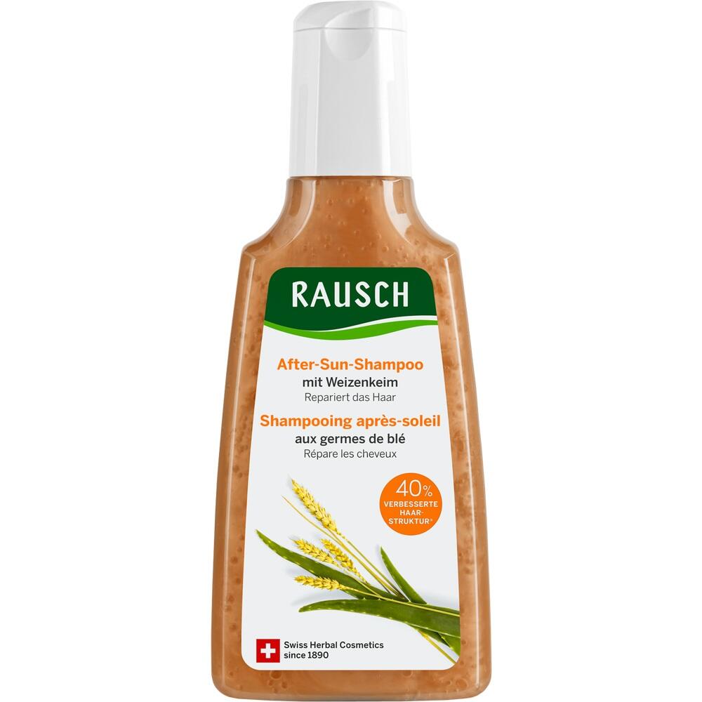 Flasche mit After-Sun-Shampoo von Rausch für die Haarpflege.