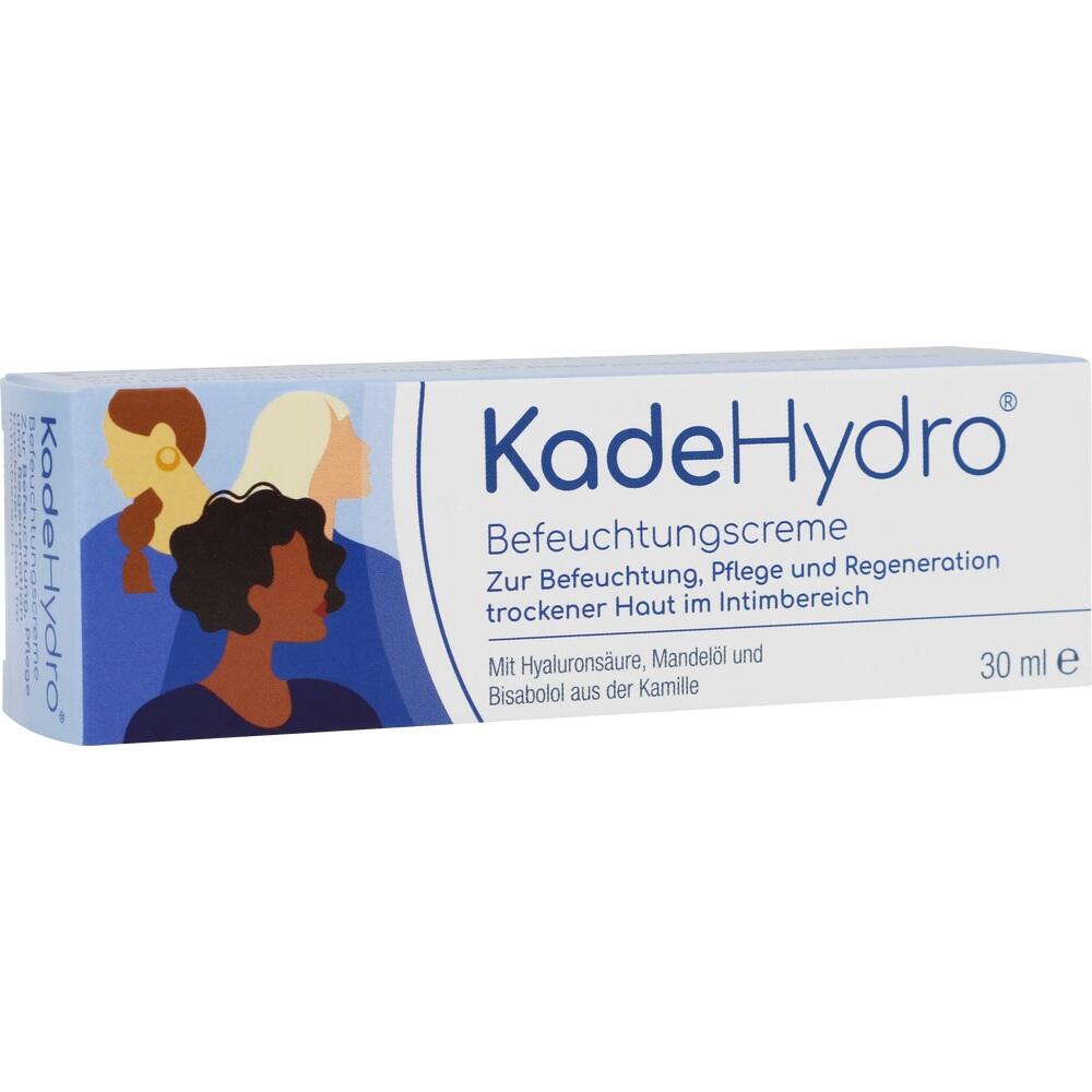 Mehrere gezeichnete Frauen sind auf einer Verpackung von KadeHydro Befeuchtungscreme abgebildet.