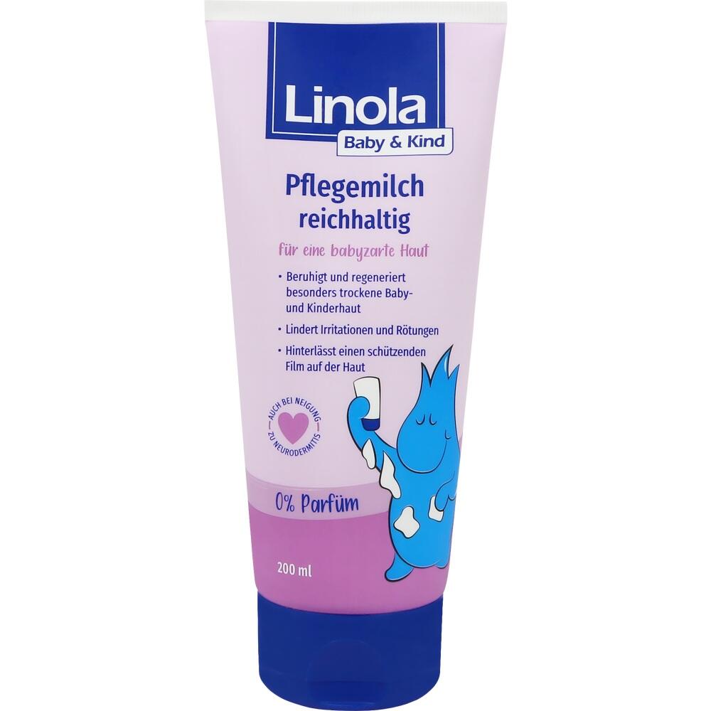Lila Tube mit Pflegecreme für Babyhaut von Linola, ohne Parfüm.