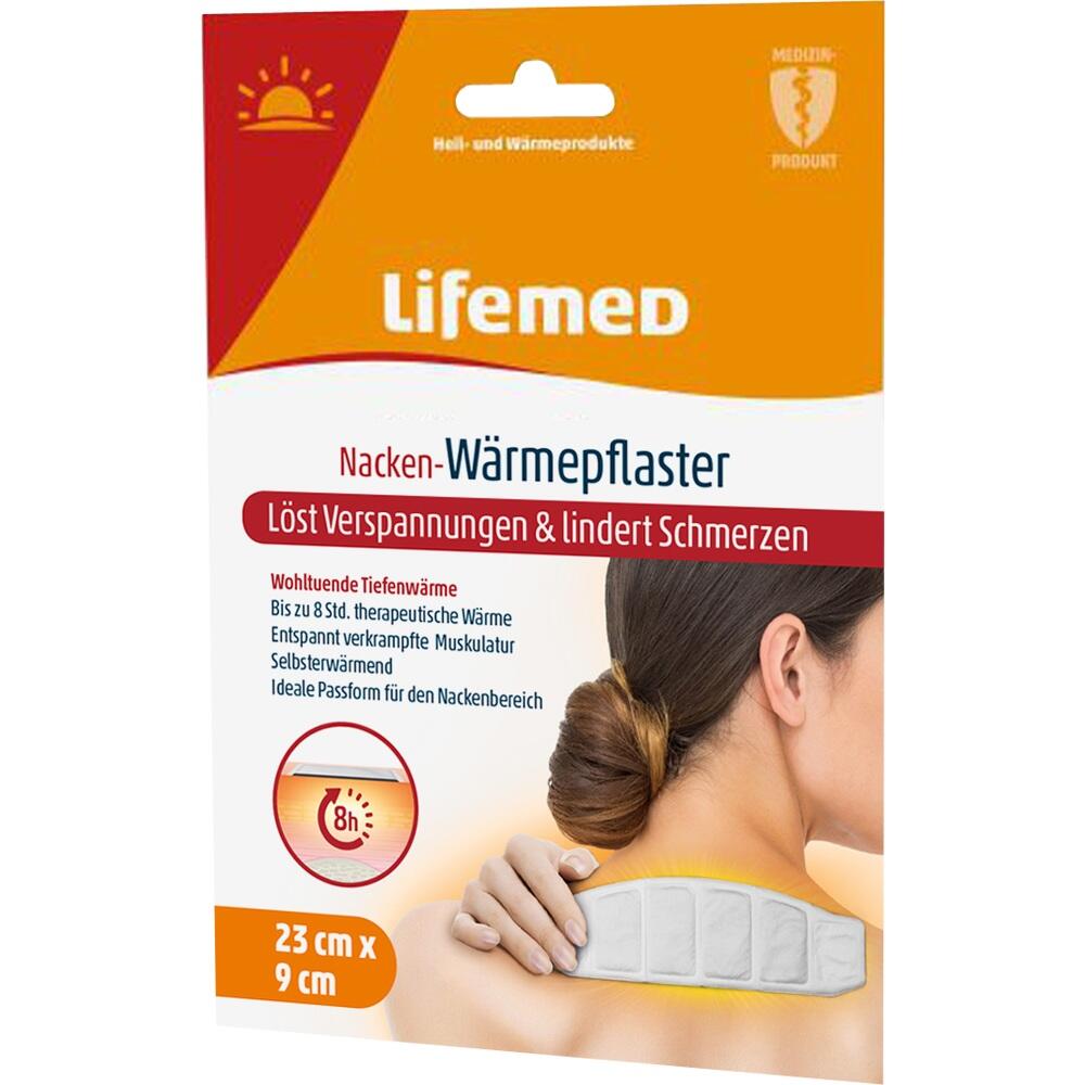 Verpackung eines Nacken-Wärmepflasters zur Schmerz- und Verspannungslinderung.