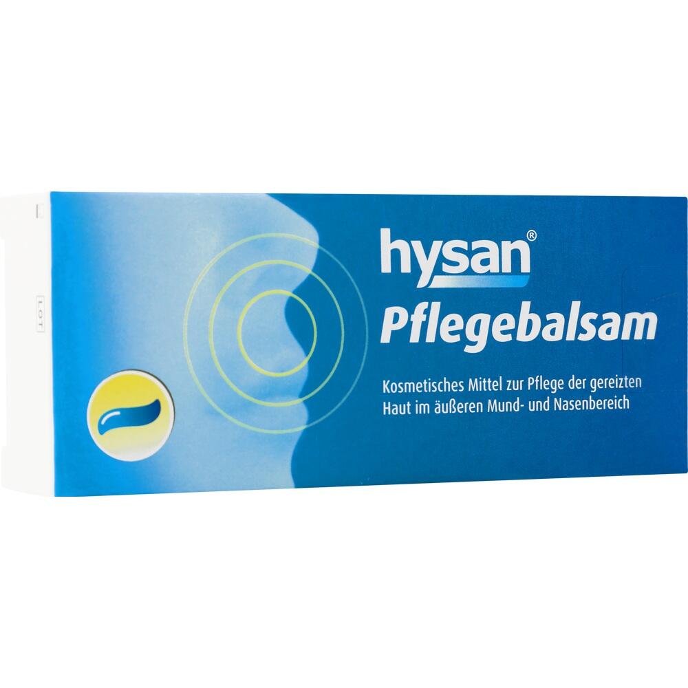 Blaue Schachtel von Hysan Pflegebalsam für Hautpflege im Mund- und Nasenbereich.