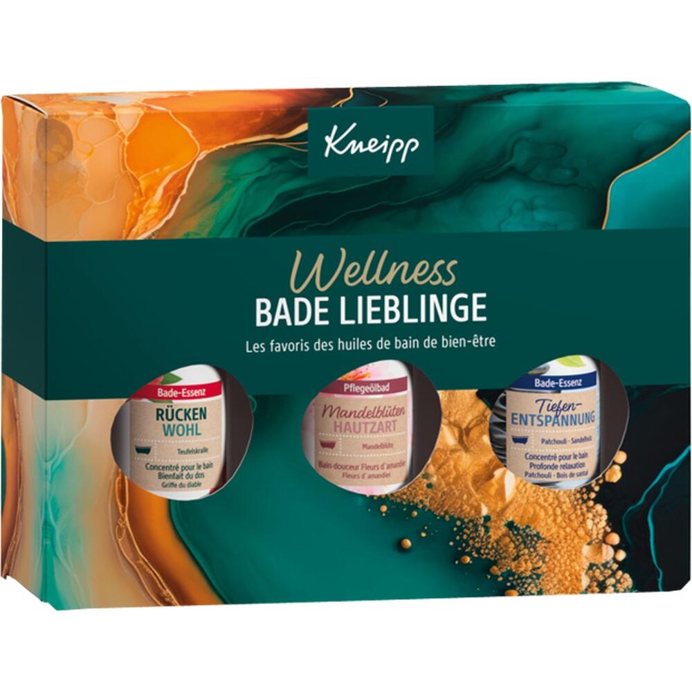 Eine Geschenkbox mit drei Wellness-Badezusätzen von Kneipp.