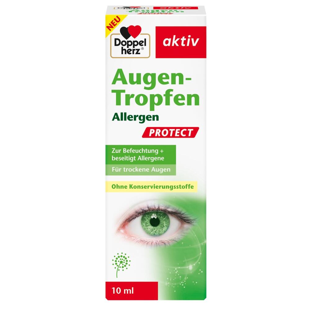 Eine Packung Augentropfen für trockene Augen ohne Konservierungsstoffe.