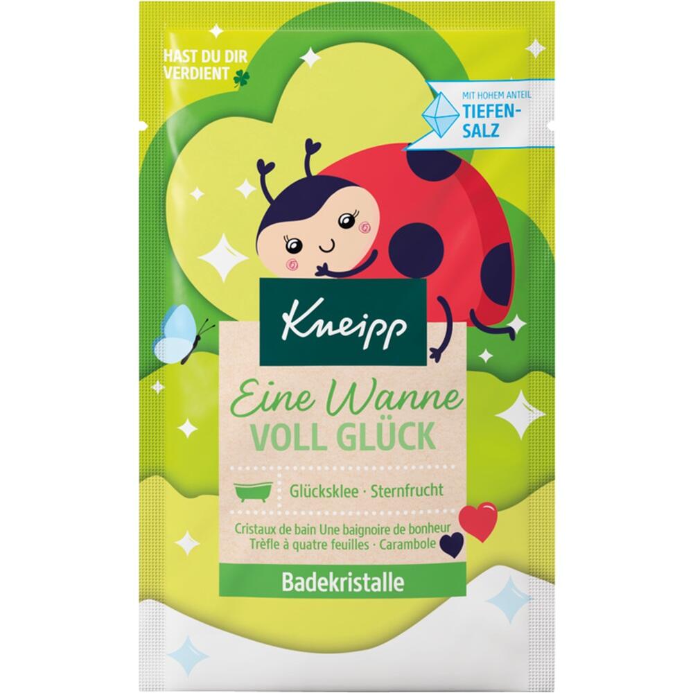 Eine bunte Verpackung mit einem Marienkäfer für Badezusatz von Kneipp.