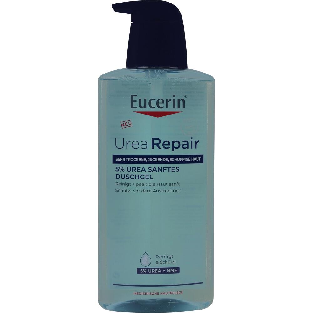 Flasche mit Eucerin UreaRepair Duschgel für trockene Haut.