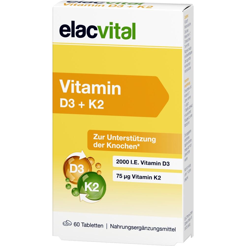 Packung Vitamin D3 + K2 Tabletten zur Unterst&uuml;tzung der Knochen.