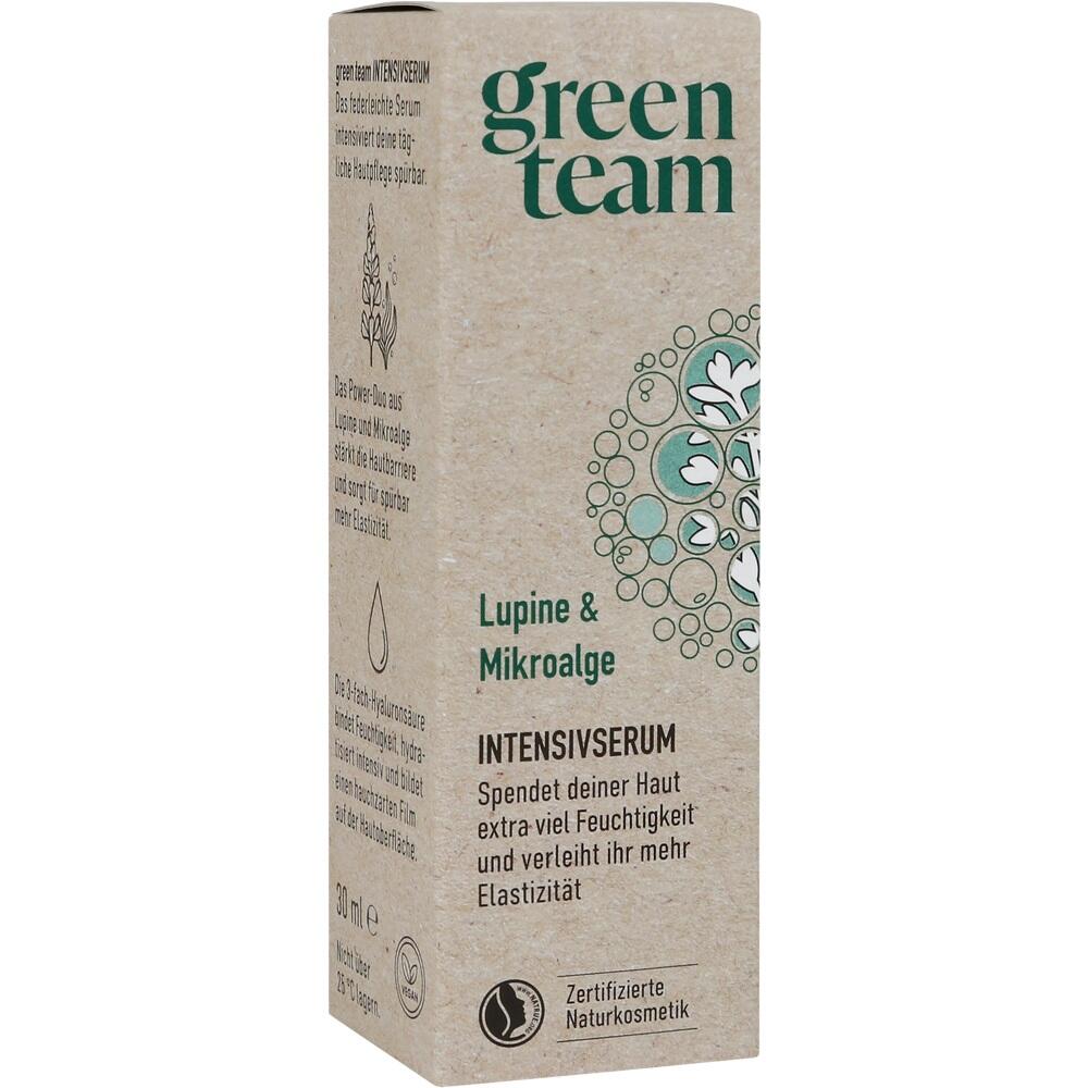 Eine braune Verpackung von Naturkosmetik mit Lupine und Mikroalge für Feuchtigkeit und Elastizität.