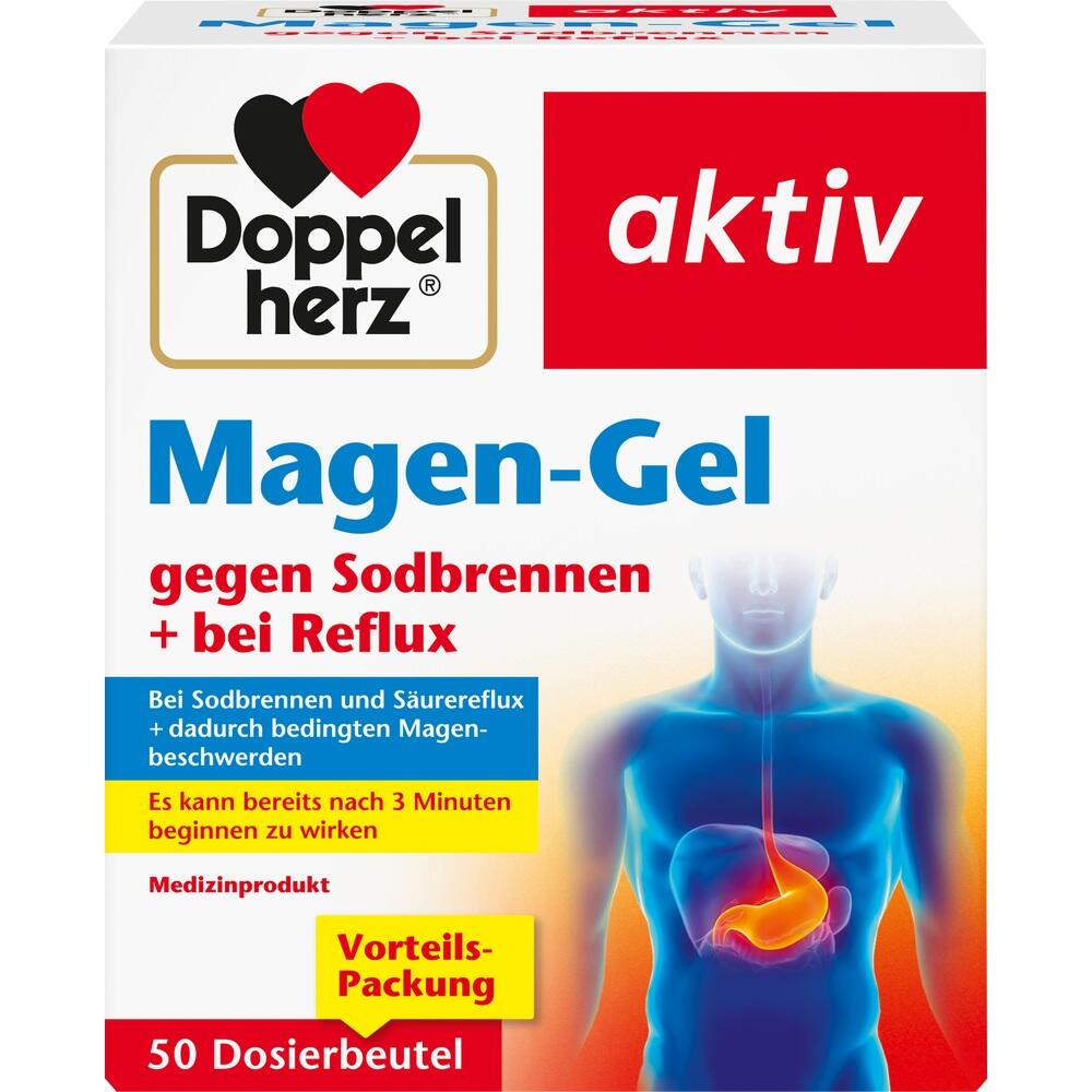 Verpackung von Magen-Gel für Sodbrennen und Reflux von Doppelherz aktiv.