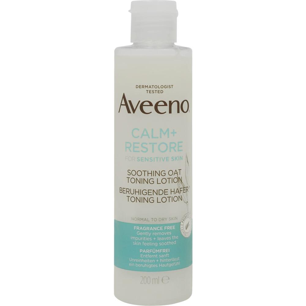 Flasche mit beruhigender Hafer-Lotion für empfindliche Haut von Aveeno.