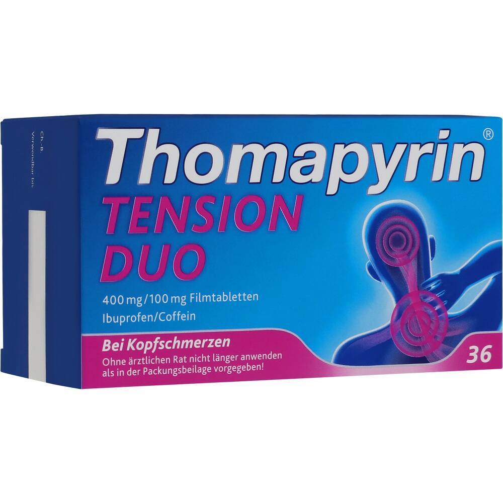 Eine Packung Thomapyrin Tension Duo gegen Kopfschmerzen.