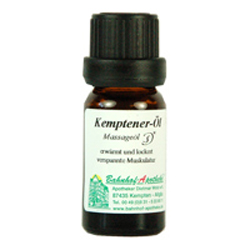Braunes Fläschchen mit der Aufschrift "Kemptener-Öl".